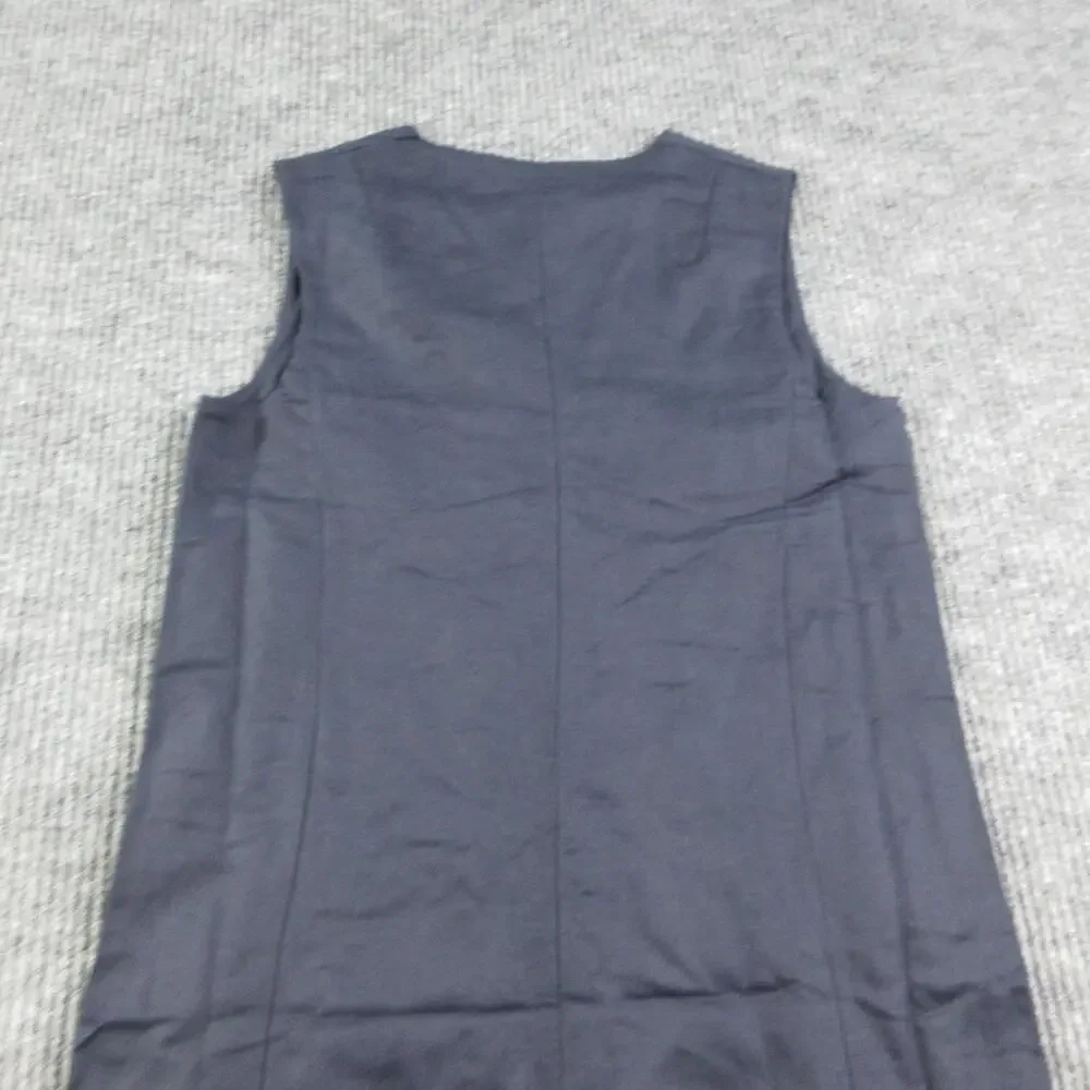 COS Dress Womens 6 Blue V-Neck Long Shift Tie String Lined Pullover Linen NWT